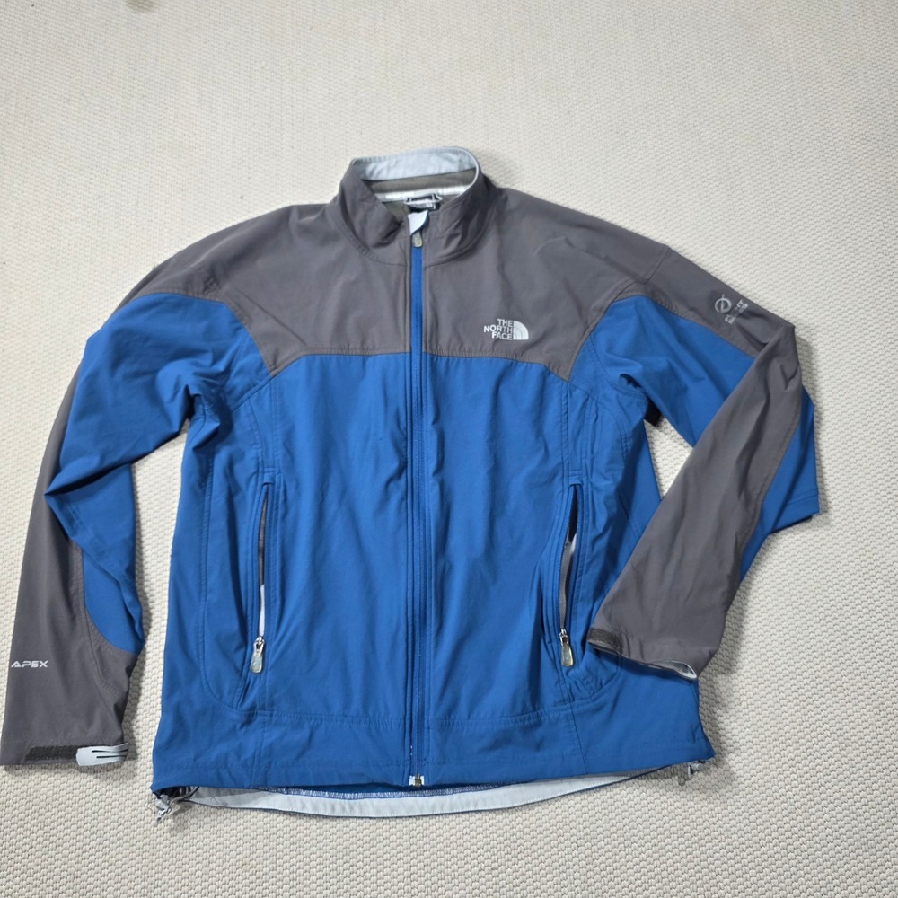 The North Face Apex Mens Jacket Blue Gray Lightweight Shell Full Zip L G